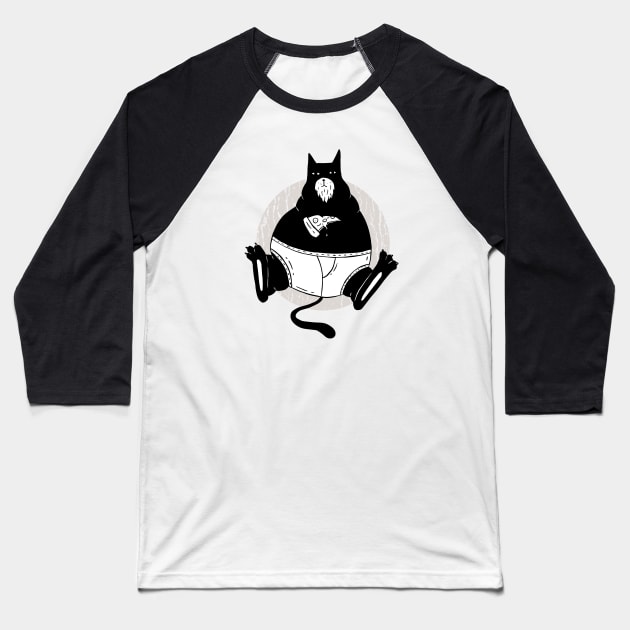 Pizza Cat Baseball T-Shirt by LR_Collections